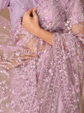 Captivating Lavender Sequins Net Party Wear Saree With Blouse
