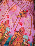 Pretty Pink Printed Art Silk Wedding Wear Lehenga Choli