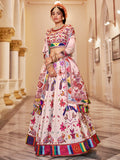 Awesome Off-White Printed Art Silk Festive Wear Lehenga Choli With Dupatta