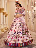 Awesome Off-White Printed Art Silk Festive Wear Lehenga Choli With Dupatta