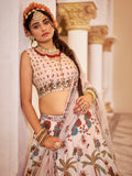 Beautiful Off-White Floral Printed Art Silk Wedding Wear Lehenga Choli