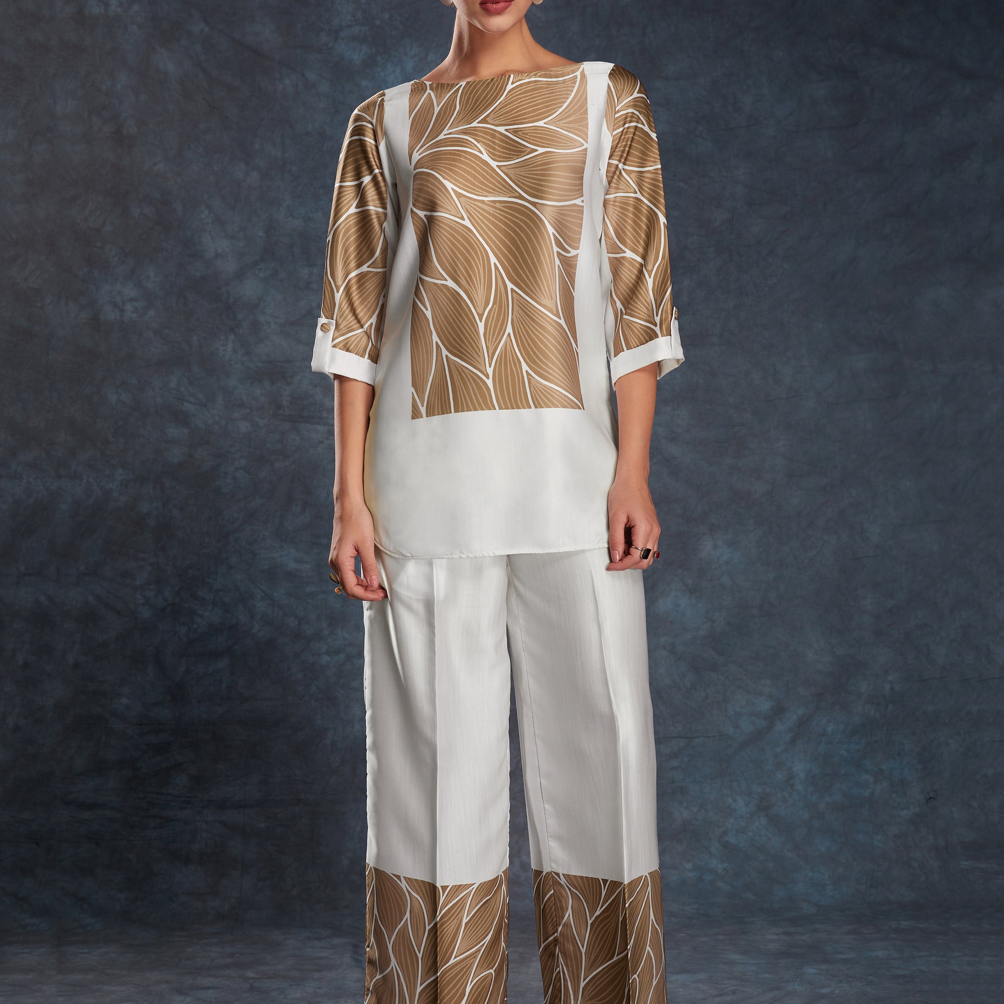 Bewitching White Digital Printed Linen Casual Wear Co-Ord Set