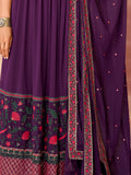 Incredible Purple Embroidered Georgette Festival Wear Palazzo Suit