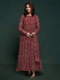 Marvelous Maroon Digital Printed Organza Traditional Gown With Dupatta