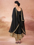 Wonderful Black Heavy Embroidered Border Anarkali Suit With Dupatta