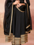 Wonderful Black Heavy Embroidered Border Anarkali Suit With Dupatta