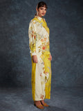 Gorgeous Yellow Floral Printed Linen Office Wear Co-Ord Set