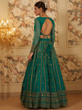 Stunning Green Sequins Work Organza Festive Wear Lehenga Choli