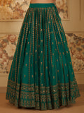 Stunning Green Sequins Work Organza Festive Wear Lehenga Choli