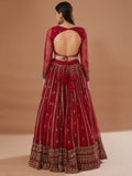 Marvelous Red Sequins Work Organza Wedding Lehenga Choli With Dupatta 