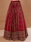 Marvelous Red Sequins Work Organza Wedding Lehenga Choli With Dupatta 