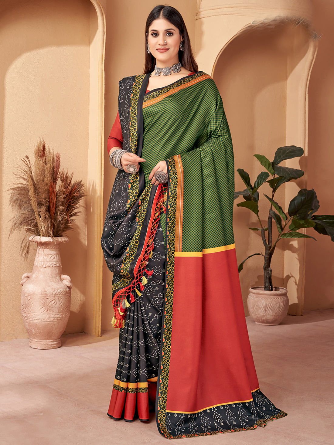 Wonderful Multi-Color Digital Printed Pashmina Saree With Shawl
