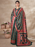 Alluring Multi-Color Digital Printed Pashmina Traditional Saree With Shawl