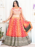 Amazing Multi-Color Bandhni Printed Chinon Wedding Lehenga Choli 

