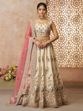 Amazing Off-White Thread Embroidered Silk Lehenga Choli With Dupatta