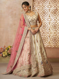 Amazing Off-White Thread Embroidered Silk Lehenga Choli With Dupatta