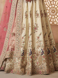 Amazing Off-White Thread Embroidered Silk Lehenga Choli With Dupatta