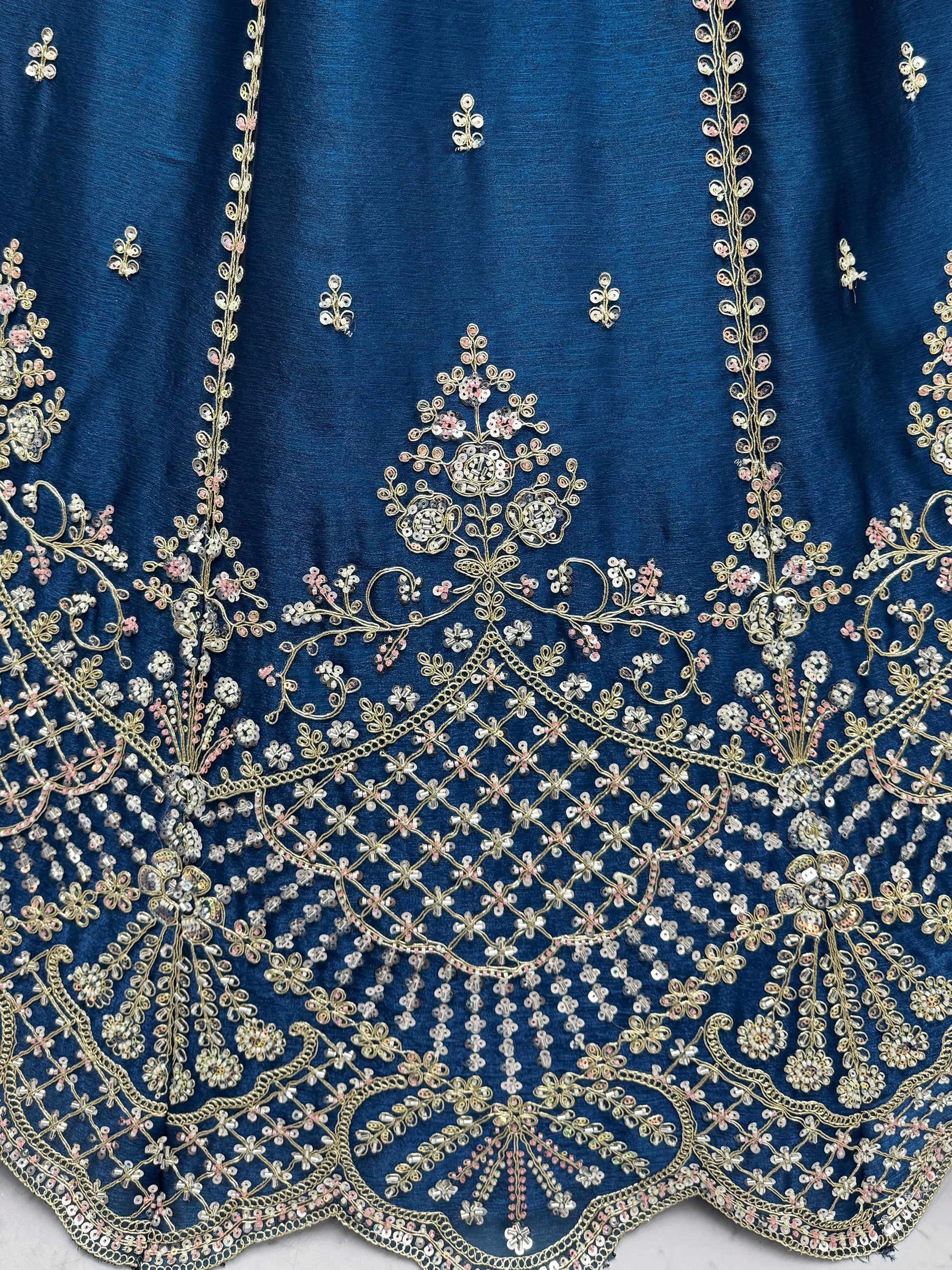 Fantastic Blue Dori Embroidery Satin Wedding Wear Lehenga Choli