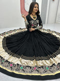 Wonderful Black Thread Embroidered Cotton Navratri Special Lehenga Choli