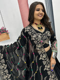 Wonderful Black Thread Embroidered Cotton Navratri Special Lehenga Choli