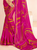 Pretty Pink Digital Printed Georgette Office Wear Saree With Blouse