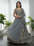 Fascinate Grey Gota Work Georgette Engagement Wear Lehenga Choli