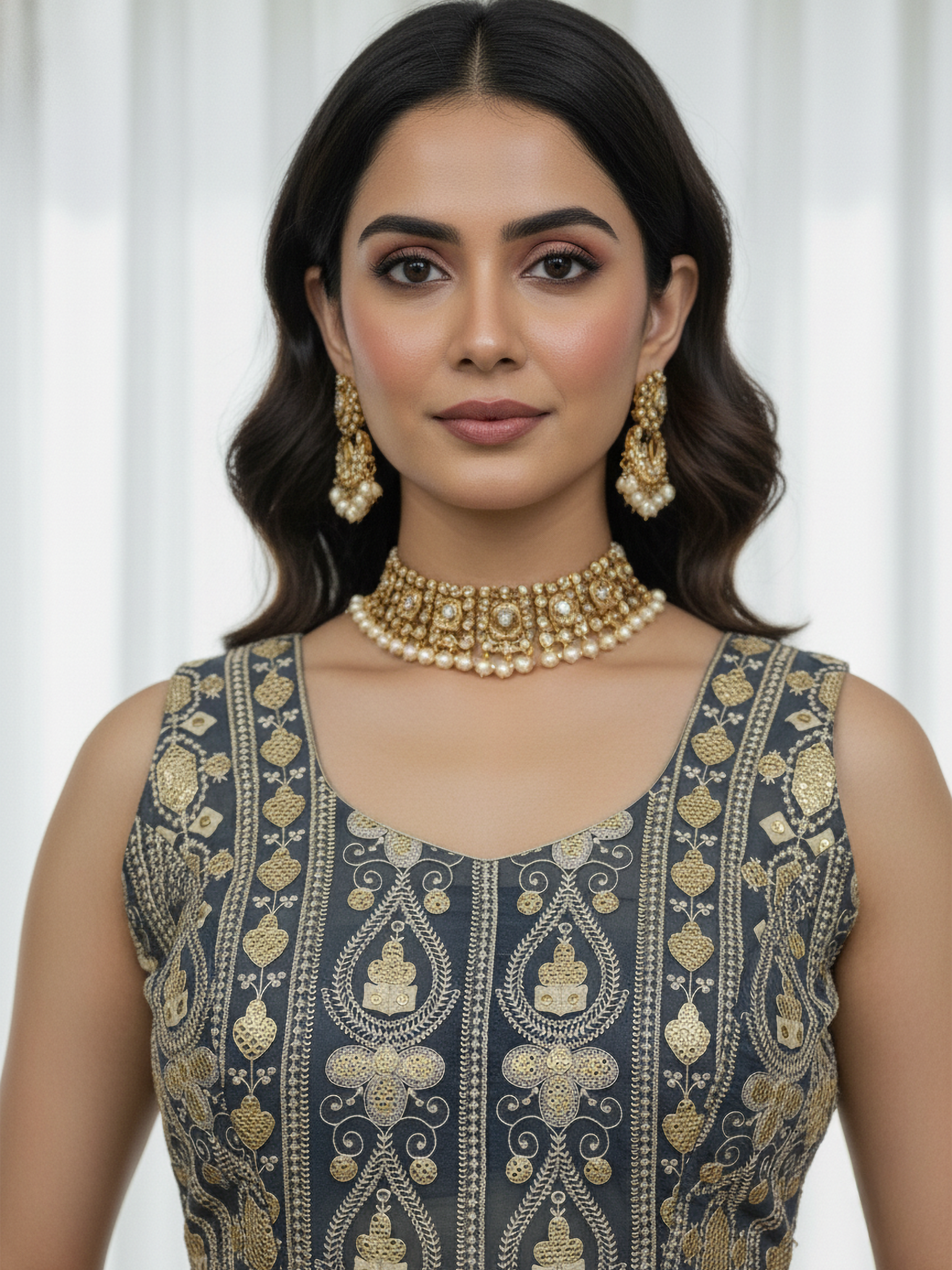 Fascinate Grey Gota Work Georgette Engagement Wear Lehenga Choli