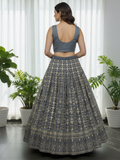 Fascinate Grey Gota Work Georgette Engagement Wear Lehenga Choli