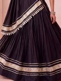 Attractive Black Mirror Lace Work Cotton Navratri Wear Lehenga Choli