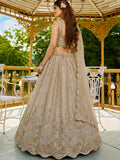 Attractive Beige Dori Embroidery Satin Engagement Wear Lehenga Choli