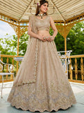 Attractive Beige Dori Embroidery Satin Engagement Wear Lehenga Choli