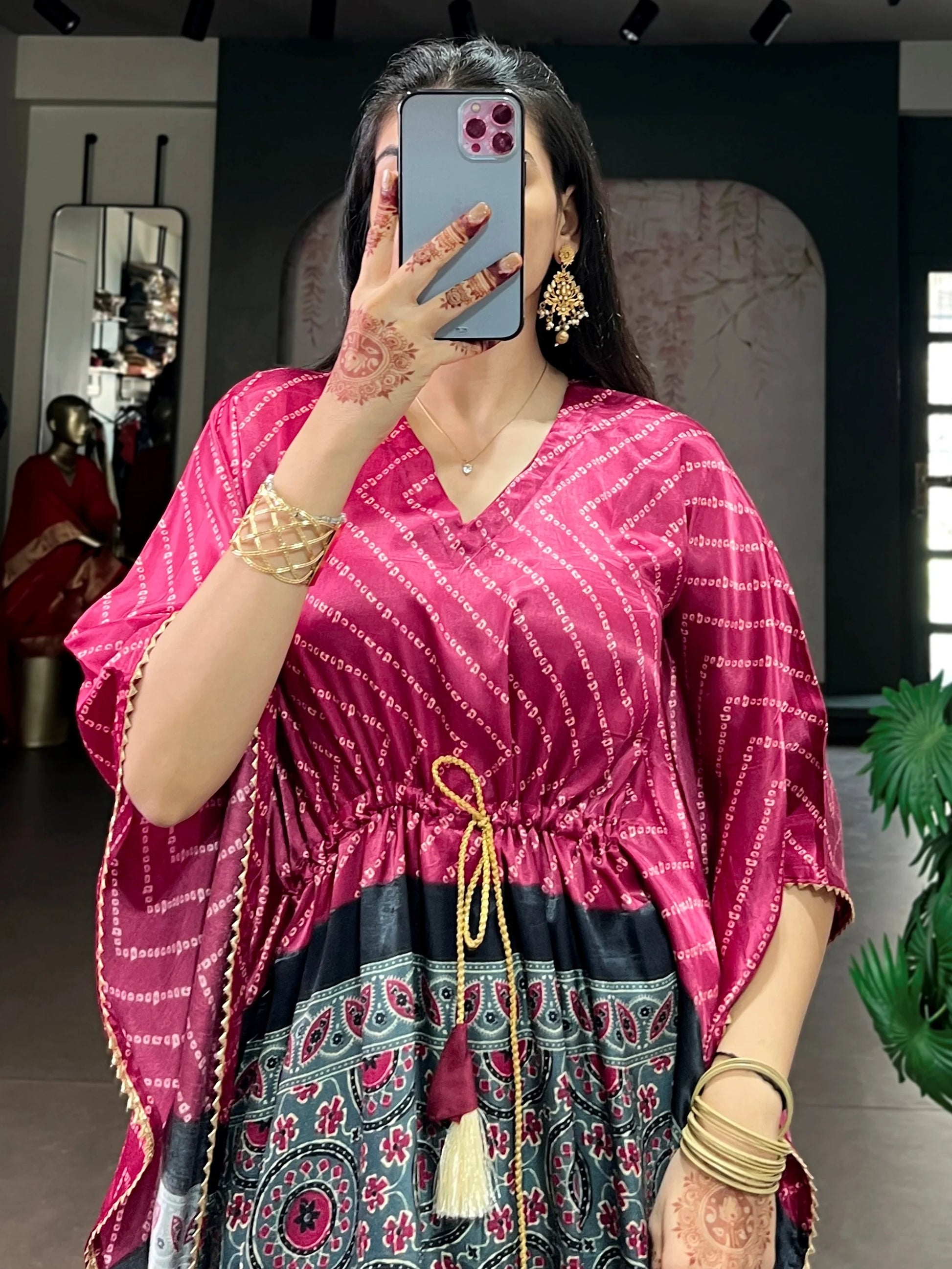 Fantastic Rani Pink Gotta Patti Gaji Silk Festival Wear Kaftan