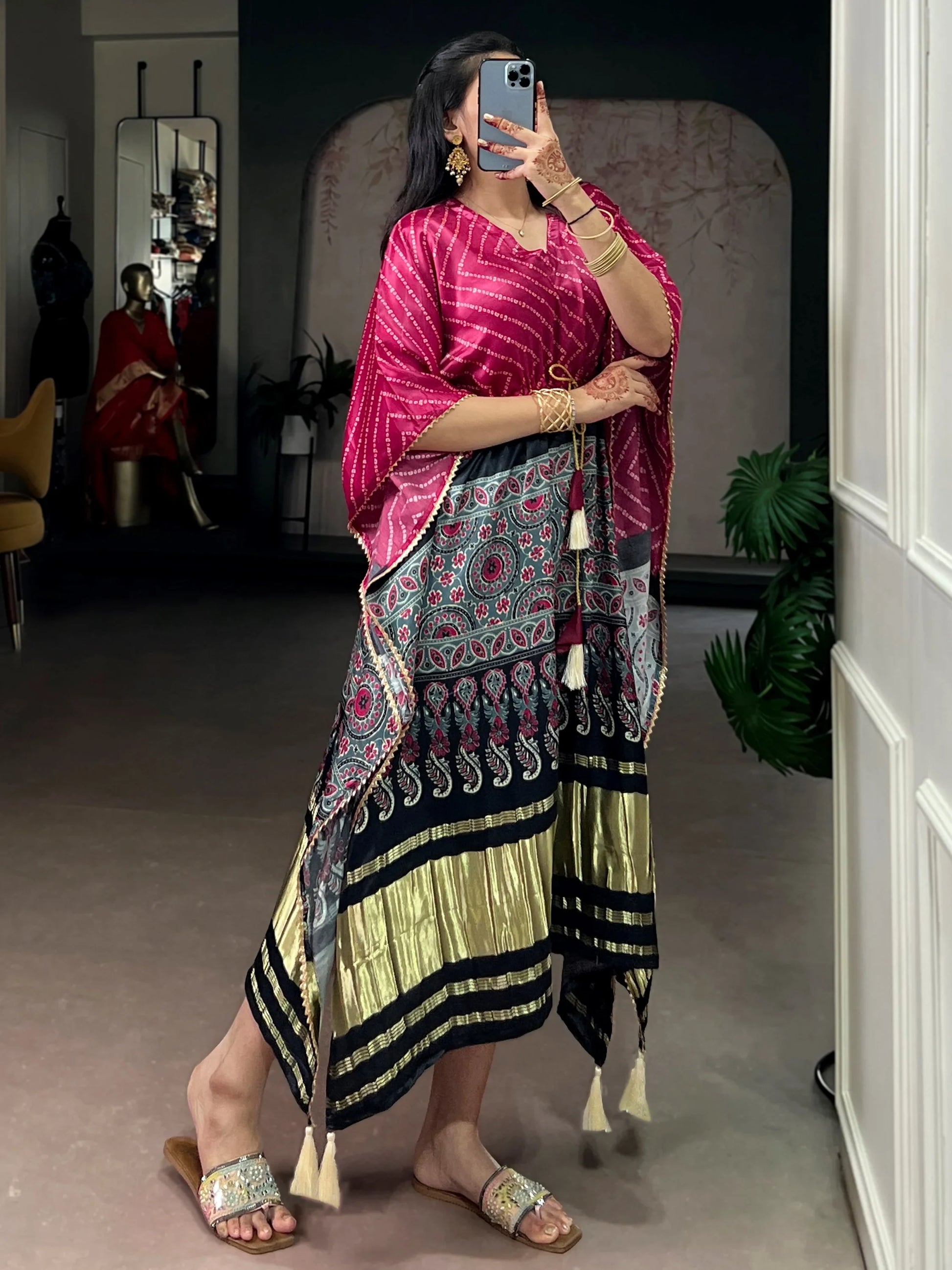 Fantastic Rani Pink Gotta Patti Gaji Silk Festival Wear Kaftan