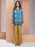 Awesome Royal Blue Printed Muslin Silk Casual Wear Co-Ord Set