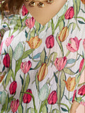 Stunning White Floral Printed Muslin Silk Office Wear Co-Ord Set