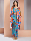 Gorgeous Blue Printed Muslin Silk Party Wear Co-Ord Set With Shrug