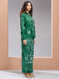 Marvelous Green Printed Muslin Silk Office Wear Co-Ord Set