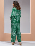 Marvelous Green Printed Muslin Silk Office Wear Co-Ord Set