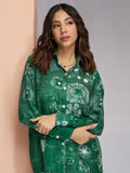 Marvelous Green Printed Muslin Silk Office Wear Co-Ord Set