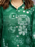 Marvelous Green Printed Muslin Silk Office Wear Co-Ord Set