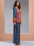 Charming Navy Blue Printed Muslin Silk Party Wear Co-Ord Set