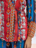 Charming Navy Blue Printed Muslin Silk Party Wear Co-Ord Set