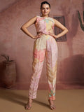 Chic Off-White Digital Printed Muslin Silk Western Wear Co-Ord Set