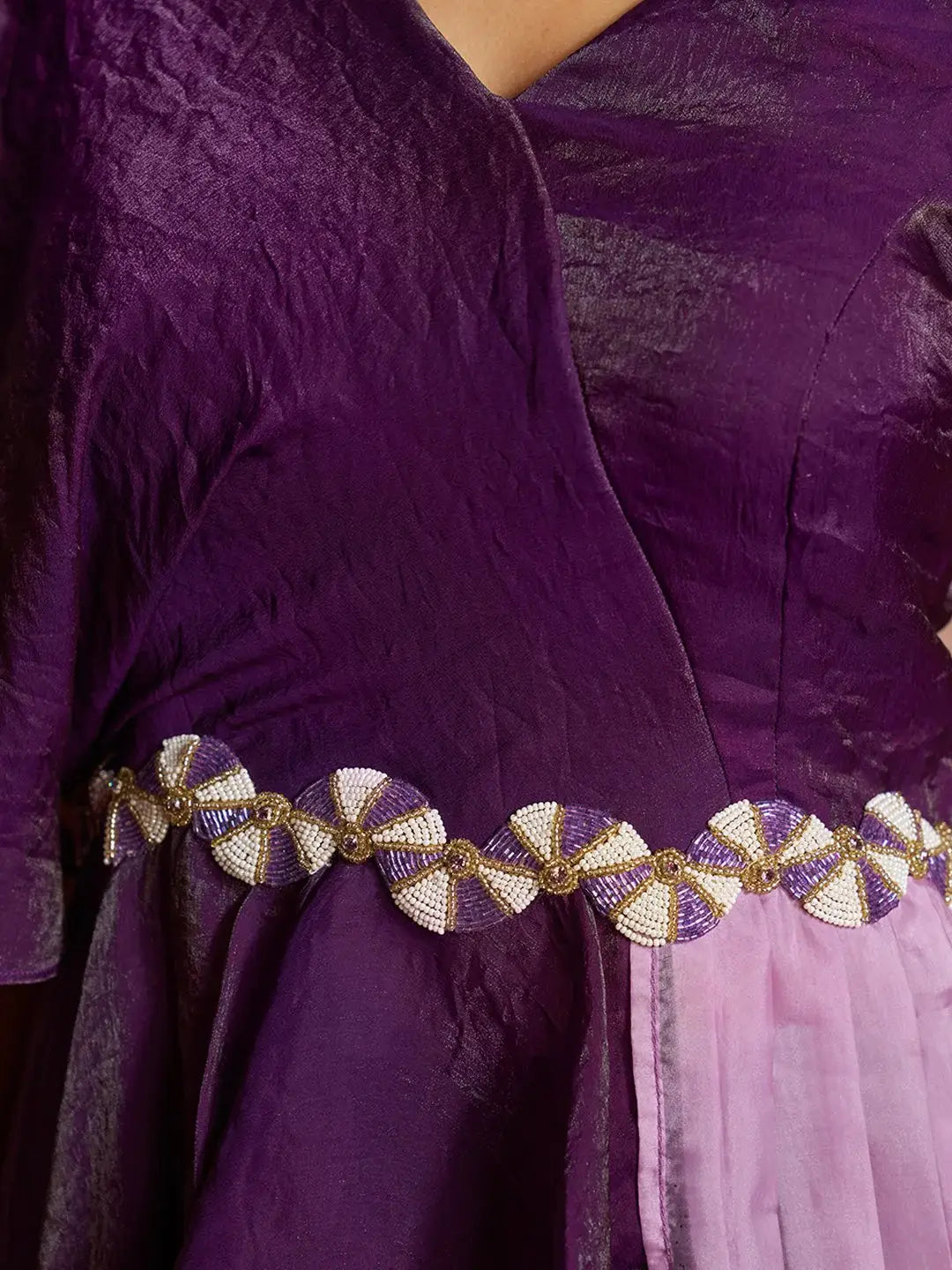 Lavish Wine Hand Work Organza Party Wear Co-Ord Set