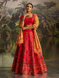 Enchanting Red Embroidered Silk Wedding Wear Lehenga Choli