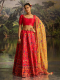 Enchanting Red Embroidered Silk Wedding Wear Lehenga Choli