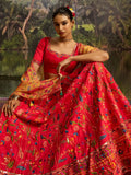 Enchanting Red Embroidered Silk Wedding Wear Lehenga Choli