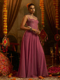 Glamorous Pink Mirror Work Georgette Navratri Wear Top With Palazzo