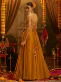 Royal Mustard Yellow Sequins Work Georgette Navratri Wear Lehenga Top 

