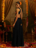 Adorable Black Thread Work Georgette Navratri Wear Top With Palazzo